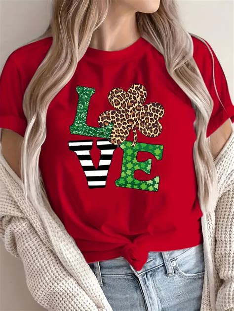 Letter Print T Shirt Plus Size Casual Crew Neck Short Sleeve Temu New