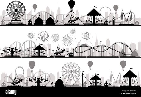 Parc D Attractions Paysage Illustration De La Silhouette Vectorielle