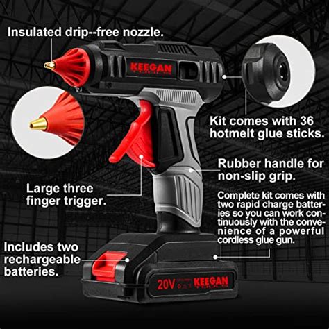 Cordless Professional 20 Volt Hot Melt Glue Gun Kit Full Size 36 Glue Gun Sticks And Two Fast