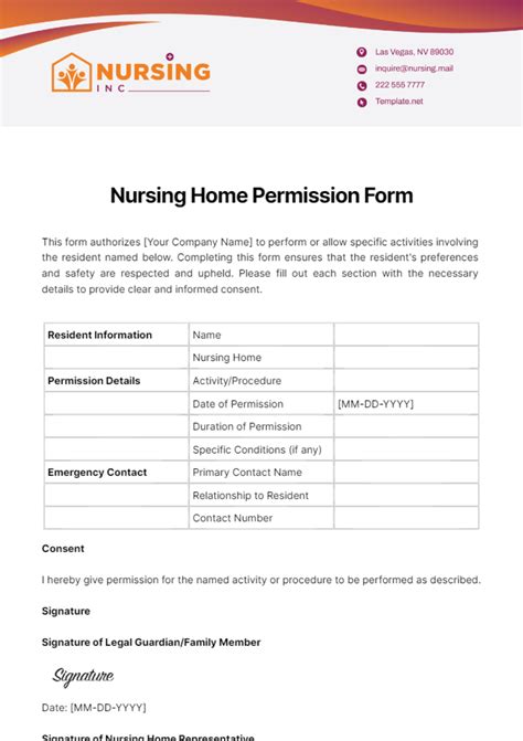 Free Nursing Home Permission Form Template Edit Online And Download