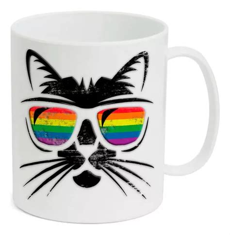 Caneca Infantil Bco Cib1 Gato Preto Óculos Cores Lgbtqia Parcelamento