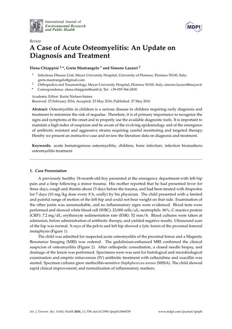 (PDF) A Case of Acute Osteomyelitis: An Update on Diagnosis and Treatment