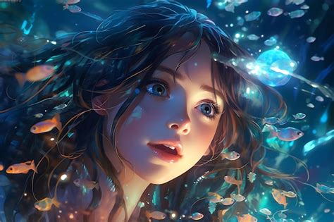 Premium Photo Aquatic Luminescence Anime Girls Underwater Radiance