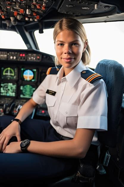 Premium Photo A Female Pilot Sitting In A Cockpit