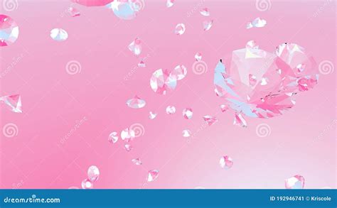 Falling Diamonds Pattern Background With Realistic D Transparent Gems