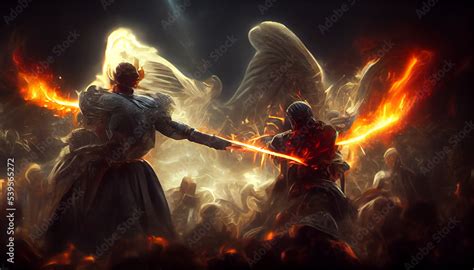 An Angel Fights With A Demon Eternal Battle Good Vs Evil Inspired By