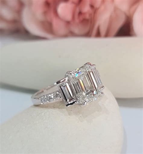 Carat Emerald Cut Diamond Engagement Ring Lab Grown Diamond Etsy