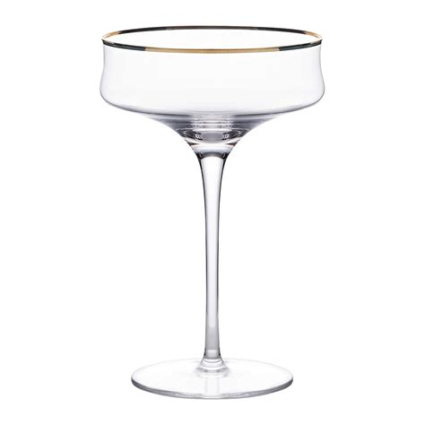 Wholesale Gold Rimmed Martini Coupe Glass 12oz Wine N Gear