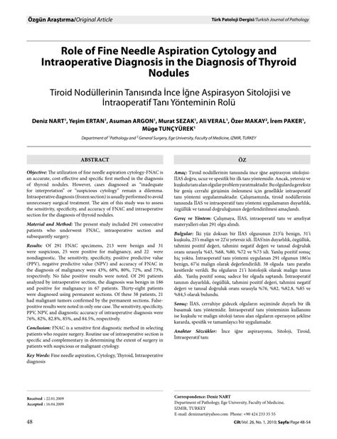 Pdf Role Of Fine Needle Aspiration Cytology And Intraoperative