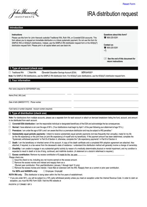 Fillable Ira Distribution Request Printable Pdf Download