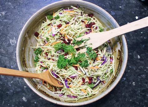 Easy Broccoli Slaw Salad With Craisins Candied Nuts And Vidalia Dressing Housewives Of