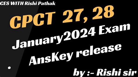 CPCT January 2024 Exam Paper CPCT January Exam AnsKey Release