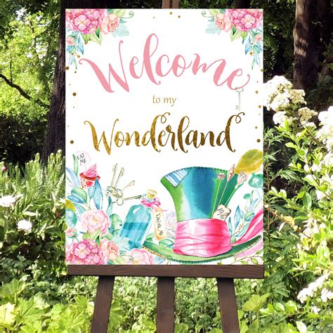 ALICE IN WONDERLAND Welcome Sign Alice In Wonderland Welcome Etsy