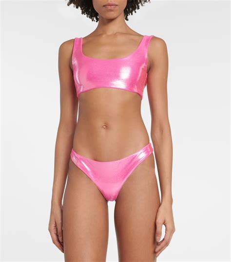 Rounded Edges Bikini Top In Pink Jade Swim Mytheresa