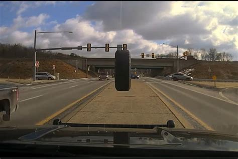 Watch Runaway Tire Strikes Police Cruisers Windshield In Pennsylvania