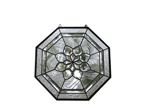 20 X 20 All Clear Stained Glass Octagon Beveled Window Panel Etsy