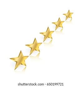 Five Gold Stars Perspective Reflection On Stock Vector Royalty Free