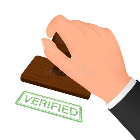 Icon With Green Verify Stamp On White Backdrop Business Vector Icon