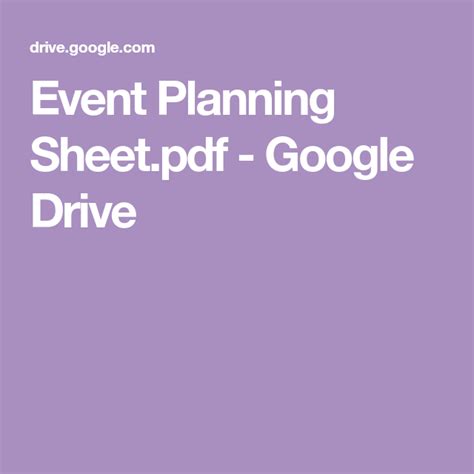 Event Planning Template For Google Docs