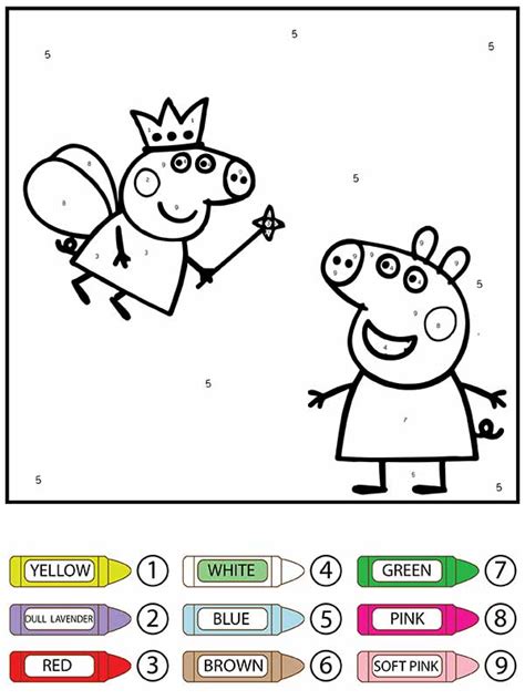 Colorear por Números la Reina y Peppa Pig Página para Colorear para