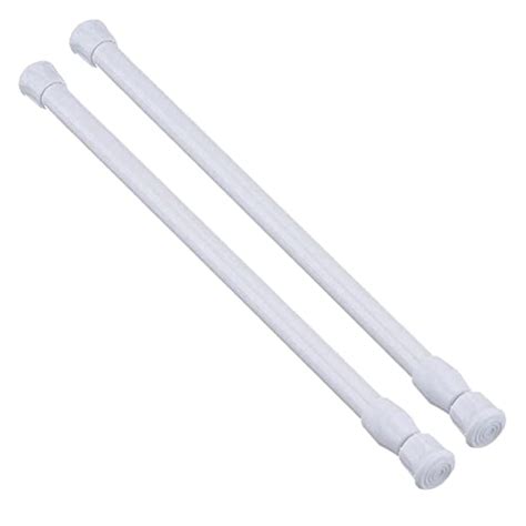 AIZESI 2pcs White Tension Rod 16 to 28 Inch Small Tension Rod Spring Rod Curtain Rods Expandable ...