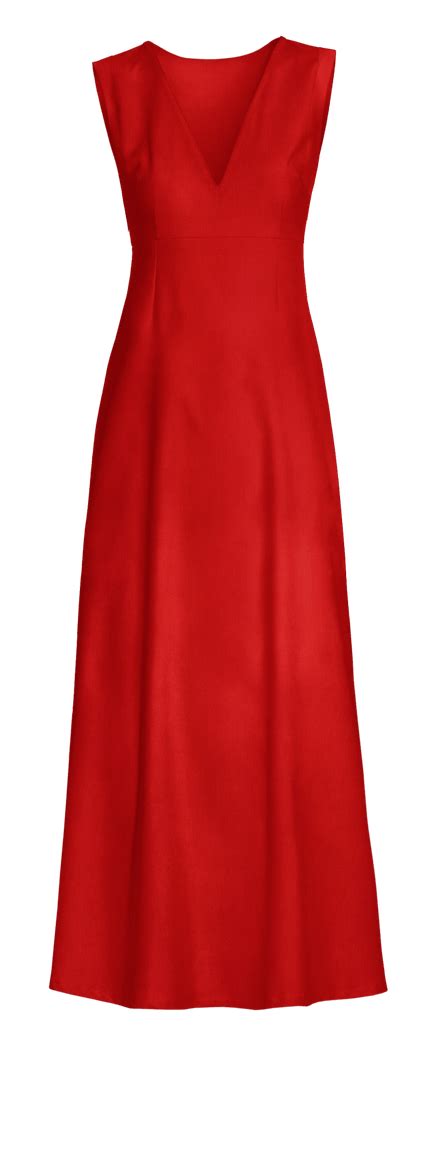 Intense Red Deep V Neck Long Dress Sumissura