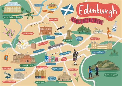 Edinburgh Map, Map of Edinburgh, Scotland Map, Edinburgh Art, Edinburgh