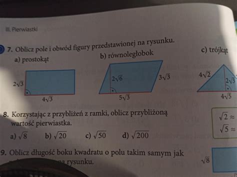 Oblicz Pole I Obw D Figury Przedstawionej Na Rysunku A Prostok T