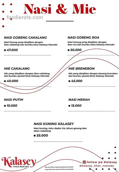 Daftar Harga Menu Kalasey Khas Manado 2024 Foodierate