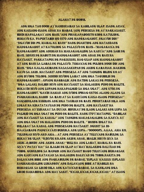 Alamat Ng Bohol Pdf