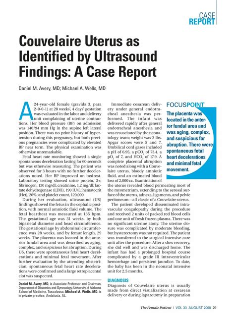 Couvelaire Uterus As Identified By Ultrasound Findings A Case Report