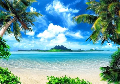 Download Tropical Sea Mountain Paradise Picture | Wallpapers.com