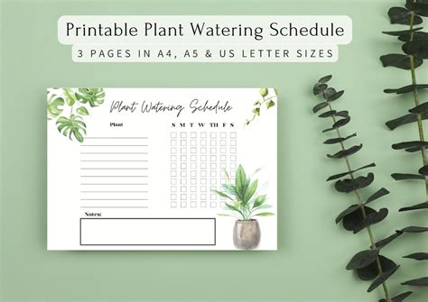 Printable Plant Watering Schedule Chart Plant Fertilizer Chart Plant ...