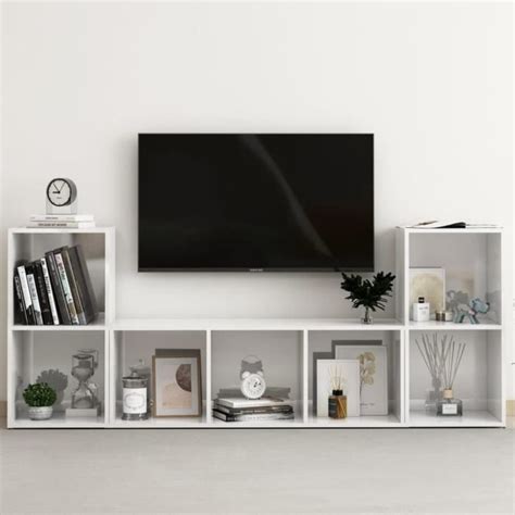 Ensemble De Meubles Tv Pcs Blanc Brillant Agglom R Salalis