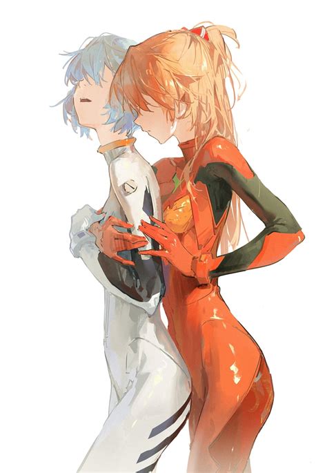 Souryuu Asuka Langley And Ayanami Rei Neon Genesis Evangelion Drawn