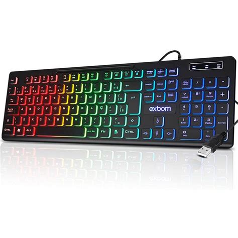 Teclado Gamer Exbom Slim Silencioso LED KaBuM