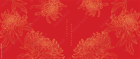 Luxury oriental japanese pattern background vector. Elegant mum flower ...