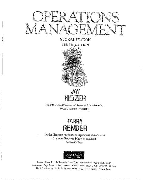 Jay Heizer Barry Render Operations Management 10th Edition 2011 2 Pdf