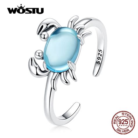 WOSTU Anillo De Plata Esterlina 925 Para Mujer Sortija Abierta De