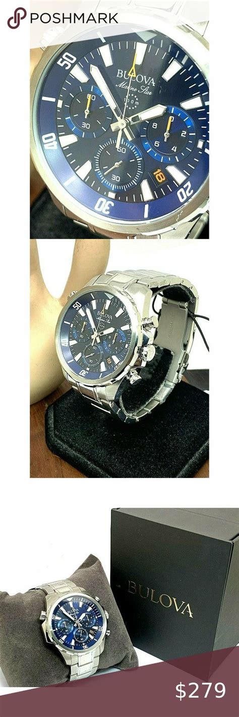 Bulova Men S Watch B Marine Star Blue Dial Chronograph Stainless