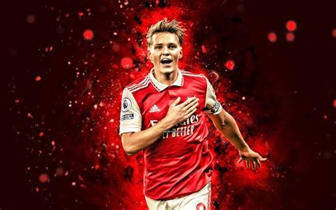 4k Martin Odegaard Arsenal FC Red Neon Lights Norwegian Footballers