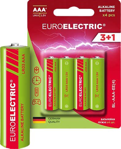 Батарейки щелочные Euroelectric AAA LR03 1.5 V blister 4 шт (BL-AAA-EE ...