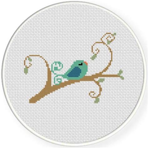 Bird in branch Cross Stitch Pattern – Daily Cross Stitch