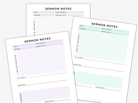 Printable Sermon Summary Notes Scripture And Church Notes Etsy