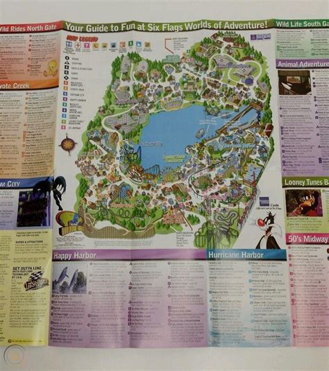 2003 Six Flags Worlds Of Adventure Park Map Ohio Brochure Geauga Lake Sea World 1835684713