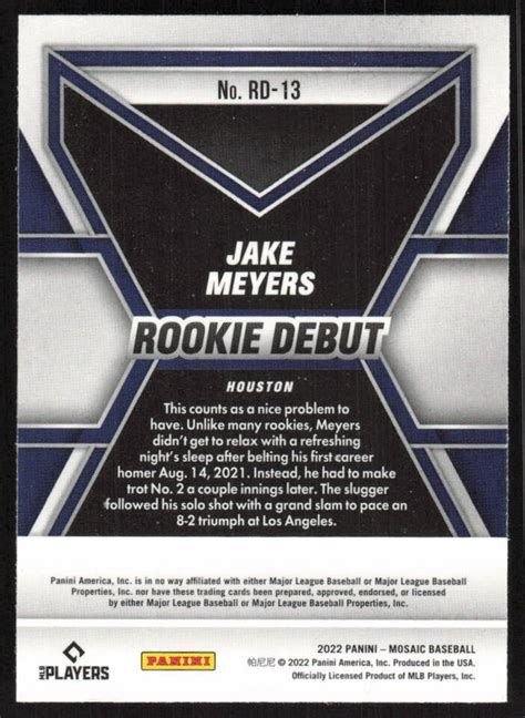 Jake Meyers 2022 Panini Mosaic RD 13 Rookie Debut Houston Astros EBay