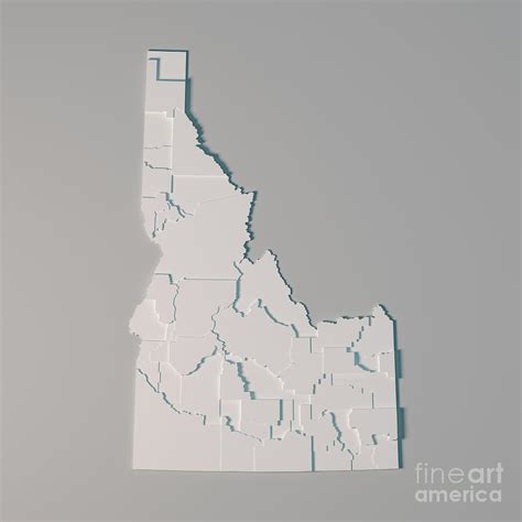 Idaho Us State Map Administrative Divisions Counties 3d Render Digital