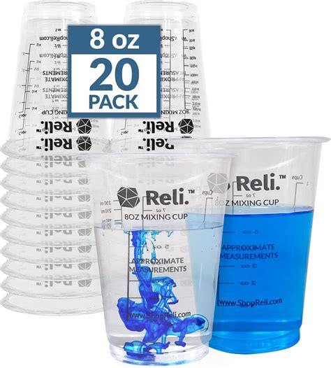 Reli 8 Oz Paint Mixing Cup Resin Mixing Cups 20 Pcs Disposable Measuring Cups