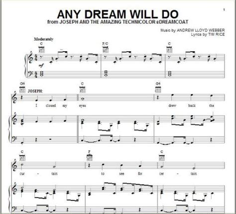 Who's got a music sheet for "Any Dream Will Do?" / myLot