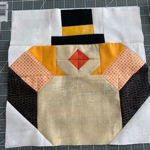 PDF Pattern Dapper Turkey Quilt Block Pattern, Thanksgiving Quilt Block ...